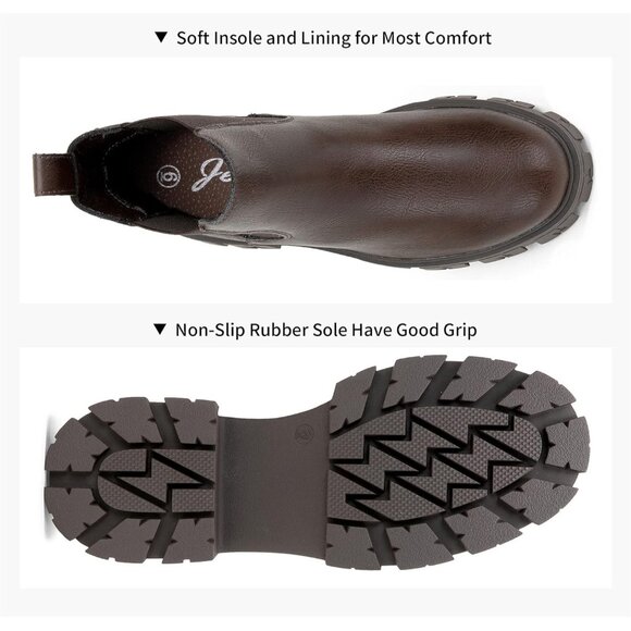 🆕Women's Chelsea Lug Sole-9620- Synthetic leather Ankle Elastic Band Boots - Picture 7 of 10